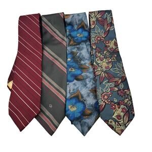 Set Of 4‎ Vintage Christian Dior Monsieur Mens Neck Ties Striped Floral